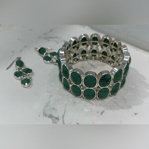 Forever 21 Silver and Green Bracelet Set